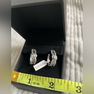 Zales diamond and sterling silver earrings oval hoops